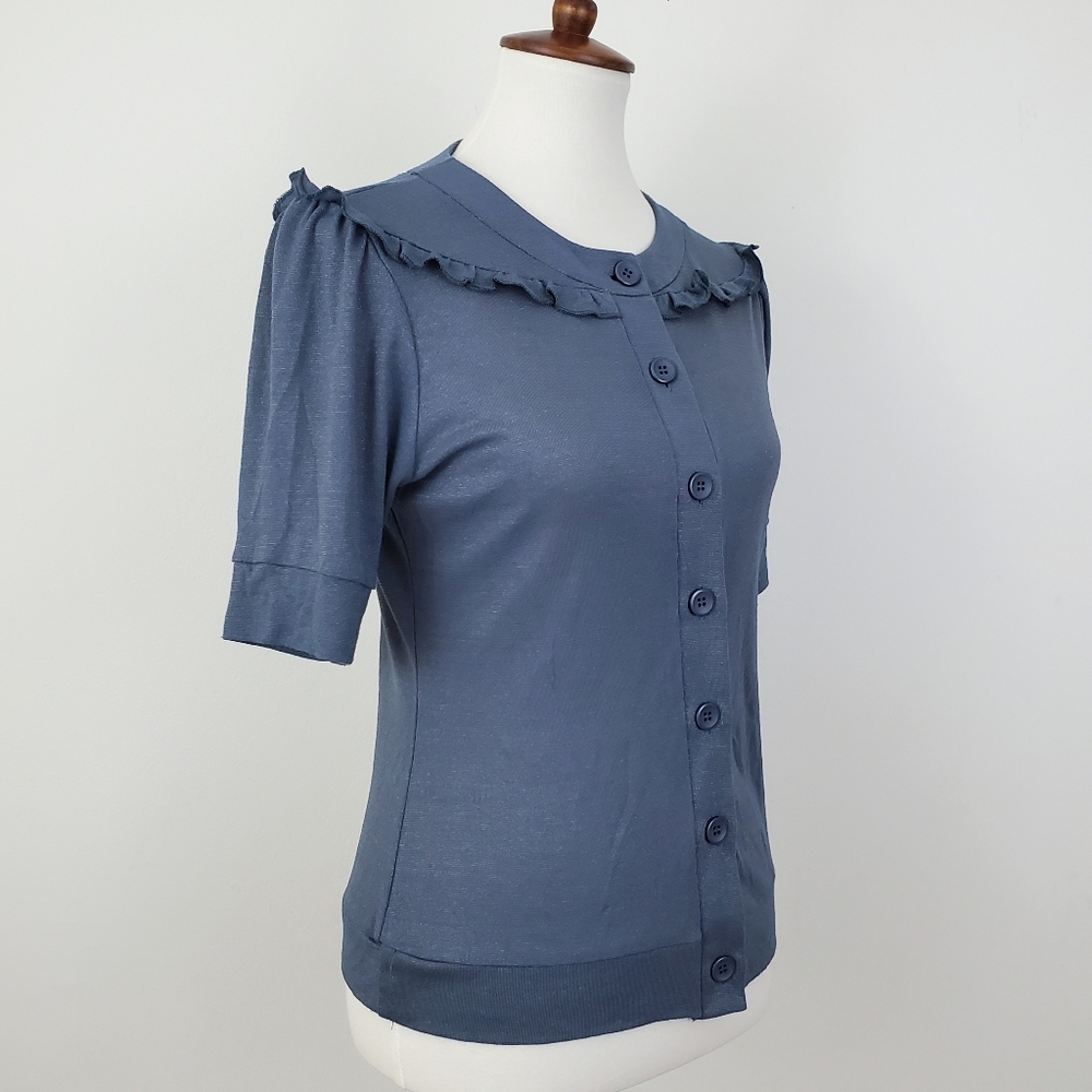 Cooper St Shimmer Ruffle Button Up Top - Picture 7 of 9